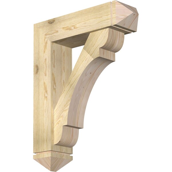 Ekena Millwork Olympic Arts and Crafts Rough Sawn Bracket w/ Offset Brace, Douglas Fir, 8"W x 30"D x 38"H BKT0806X30X38OLY03RDF - main